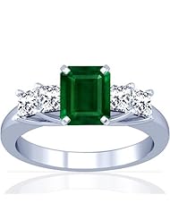 14K White Gold Emerald Cut Emerald Setting