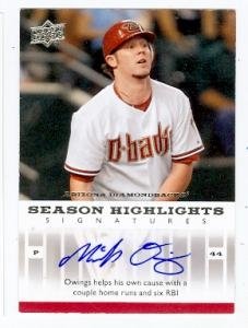 Micah Owings Autographed/Hand Signed baseball card (Arizona Diamondbacks) 2008 Upper Deck #SHS-MO