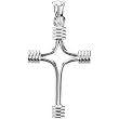 14K White Gold Tubular Cross Pendant - 33.75x23.25mm