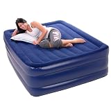 Smart Air Beds Raised iBeam Flocked Queen Size Inflatable Mattress w/AC Pump, Bag & Patch Kit
