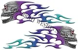 Purple To Teal Motorcycle Gas Tank Tribal Skull Flames