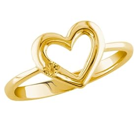 Buy 14k Yellow Gold Citrine Heart Ring, Size 7 by Amazon.com Collection