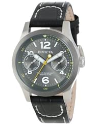 Invicta Womens 14144 I-Force Charcoal Grey Dial Black Leather Watch