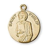 12K Gold Filled Saint Philip Medal and 18-inch Chain