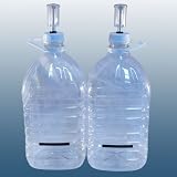 Home Brew & Wine Making - 5 Litre (1 Gallon) PET Plastic Demijohn With Handy Airlock & LCD Temperature Indicator - Pack Of 2