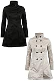 24f Ladies Beige Button Up Collared Womens Knee Length Trench Coat Mac Size 10
