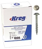 Kreg SML-HL125-1000 1-1/4-Inch Pocket Hole Screws, #7 Hi-Lo Washer Head, 1000-Pack