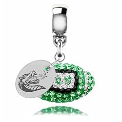 Alabama Birmingham Blazers Sterling Silver Crystal Football Dangle Charm Jewelry