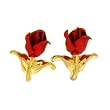 Red Rose Post Earrings Gold-plated