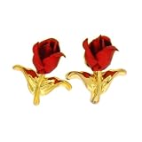 Red Rose Post Earrings Gold-plated