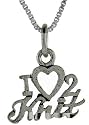 Sterling Silver "I Love 2 Knit" 1" (25 mm) wide Talking Charm.