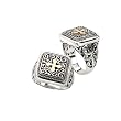 925 Silver Square Celtic Cross Ring with 18k Gold Accents- Sizes 6-8