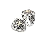 925 Silver Square Celtic Cross Ring with 18k Gold Accents- Size 6