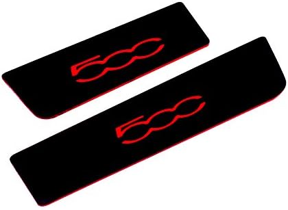 2012-2014 Fiat 500 Door Pull Plates, Black/Red, 500