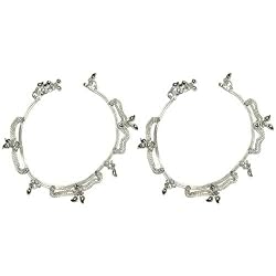 Sterling Silver Anklet Pair Indian Foot Jewelry 10.25 inches