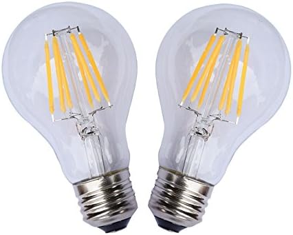 Santaro(TM) Dimmable A19 4W/6W 2700K Vintage LED Filament Light Bulb (2 Pack) - Warm White E26 110V 90Ra Edison Style Retro Bulb - Replace 20W/40W Incandescent Bulb (6W)