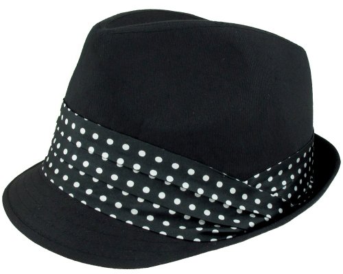 Capelli New York Twill Molded Crown Trilby With Polka Dot Printed Satin Band