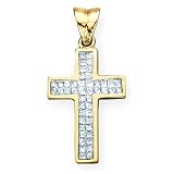 14K Yellow Gold 1 ct. Diamond Cross Pendant with Chain