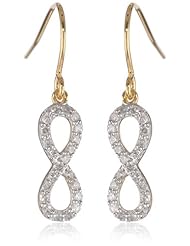Sterling Silver with Yellow Gold Plated 1/3 cttw Diamond Infinite Dangle Earrings