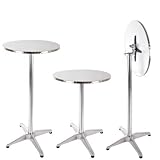 Oxid7 ALU Bistrotisch, Stehtisch, Bartisch, Tisch, Gartentisch, Partytisch, Alutisch höhenverstellbar kippbar Ø ca. 60 cm