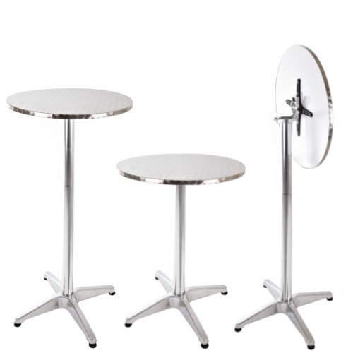 Oxid7 ALU Bistrotisch, Stehtisch, Bartisch, Tisch, Gartentisch, Partytisch, Alutisch höhenverstellbar kippbar Ø ca. 60 cm