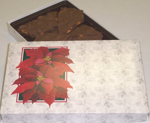Scott's Cakes 1 lb. Milk Chocolate Almond Bark in a Poinsettia Box