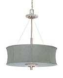Nuvo Lighting 60/3873 Madison 4-Light Pendant with Camel Fabric shade and Frosted Diffuser, Ledgestone Dark Bronze