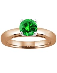 0.80 Ct Round Green SI1/SI2 Diamond 18K Rose Gold Solitaire Ring