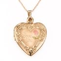 14k Gold "I Love You" Locket w/ Rope Chain, 18"