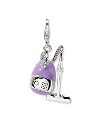 Sterling Silver 3-D Enameled Vacuum Cleaner w/Lobster Claw Clasp Clasp Charm