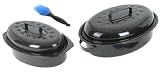 Kitchenup - KI-SCX2/PI - Lot de 2 Cocottes à Enfourner - Modèle Grand / Petit - Pinceau Silicone