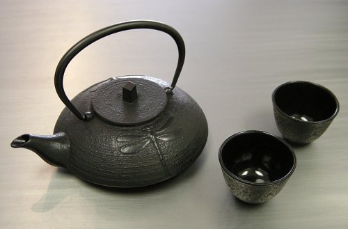 Black Cast Iron Tea Set Dragonfly #ts4/07 Black Cast Iron Tea Set Dragonfly #ts4/07