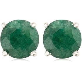 Buy Sterling Silver 6mm Round Emerald Earrings by Amazon.com Collection