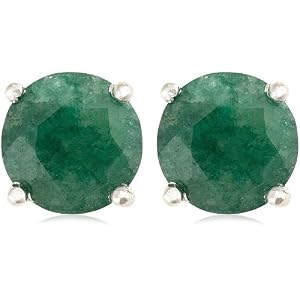 Buy Sterling Silver 6mm Round Emerald Earrings by Amazon.com Collection