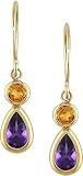 10K Yellow Gold Amethyst and Citrine Earrings