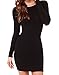 FACE N FACE Women's Scoop-Neck Solid Long-Sleeve Short Fitted Dress, Black, XX-Large