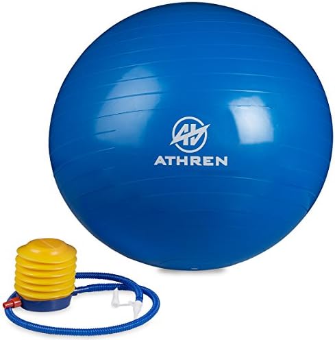 Exercise Ball with Foot Pump (GYM QUALITY FITNESS BALL) - 2000lbs Anti-burst - Also Known as: Fitness Ball - Yoga Ball - Swiss Ball - Multiple Colors and Sizes - (Blue, 45cm)