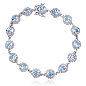 Sterling Silver Blue Topaz Round Bracelet, 7.25 by Amazon.com Collection