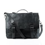 STOKED Messenger Bag CHEECH grau-schwarz, Laptop-Tasche echt Vintage-Leder