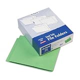 2-Ply Expans Fldrs W/2 Fastnrs, Straight Cut, End Tab, Ltr, GN, 50/bx