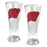 Wisconsin Badgers 2pc 19oz Pilsner Glass Set NCAA College Athletics