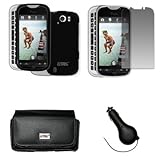 EMPIRE Black Leather Case Pouch with Belt Clip and Belt Loops + Black Rubbe ....