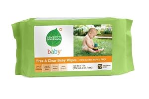 Seventh Generation Baby Wipes Refills, Chlorine Free and Unscented, 70-Count Packs (Pack of 12) (840 Wipes)