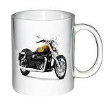 Motorcycle Print Coffee Mug with image of a 2004 TRIUMPH SPEEDMASTER YELLOW