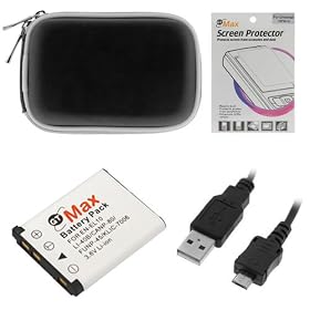 GTMax Replacement KLIC-7006 Battery + Black Eva Pouch Case + 6 Feet Micro-USB Cable for Kodak EasyShare M577, M522, M532, M552, M580, M575, M550, M530, MINI M200 Digital Cameras(Free Gift Universal Screen Protector Included)