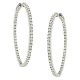 Round 4 prong Diamond Oval Hoop Earrings 3.41cttw