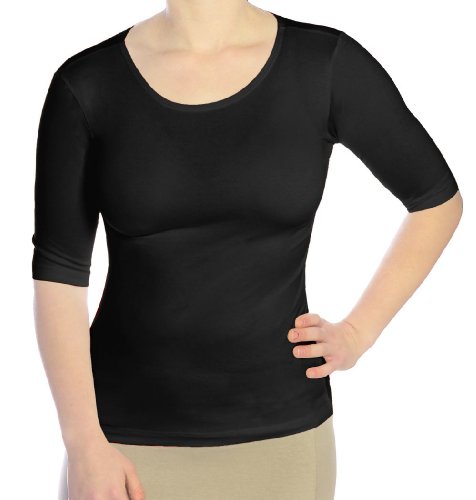 Kosher Casual Women's Elbow Length Sleeve Boat Neck Fitted Layering Top