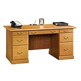 Oak Finish Executive Computer Desk w/ File Cabinet Drawer