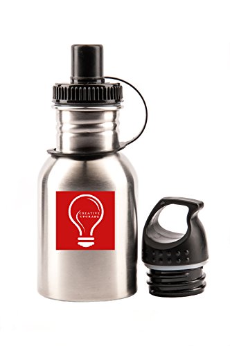 Stainless Steel Kids Water Bottle-2 BOTTLE CAPS-12oz-BPA free water bottle for children- LEAK PROOF- Odor free stainless steel kids water bottle- Easy to Grab-Best for School&Sports