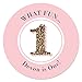 Custom Fun to be One - 1st Birthday Girl - Personalized Birthday Party Favor Circle Sticker Labels - Set of 24